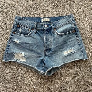 Madewell Distressed Light Blue Jean Shorts